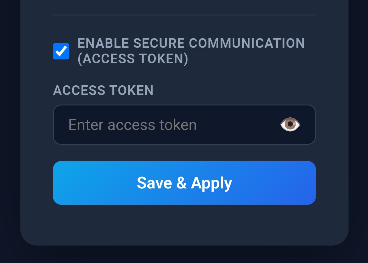 Setup Web Portal - Optional Access Token
